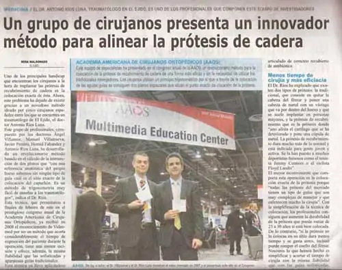 El traumatologo doctor Villanueva presenta un innovador metodo para alinear la cadera