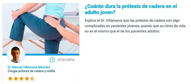 Duración de la prótesis de cadera en el adulto joven