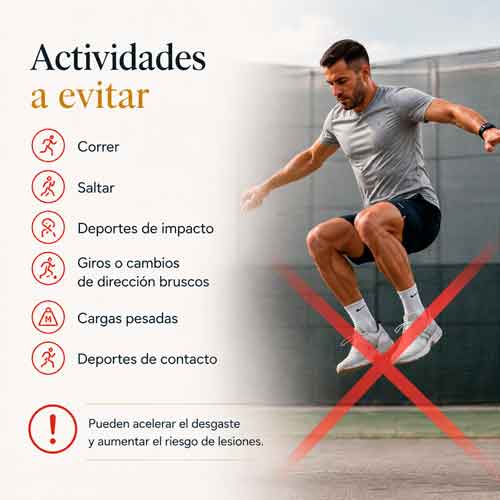 Limitaciones tras una cirugía de prótesis de rodilla. Ejercicios a evitar