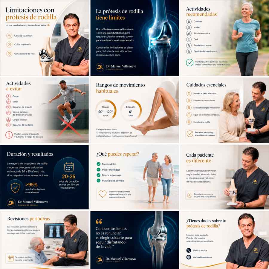 Limitaciones con una prótesis de rodilla. Todo lo que debes saber de la mano del especialista en cirugía de rodilla, Dr. Villanueva<br />