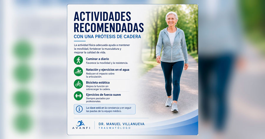 actividades recomendadas si te han puesto una prótesis de cadera