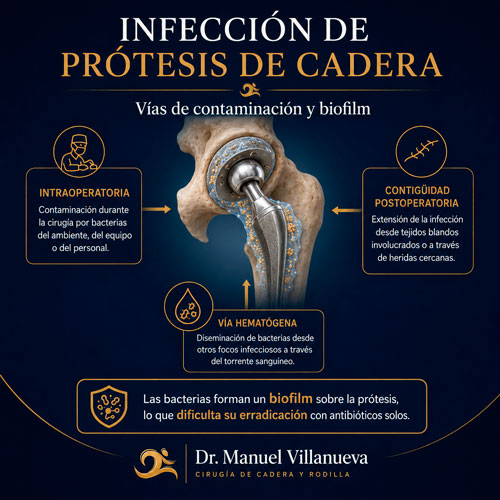 vías de contaminación de las prótesis de cadera que derivan en infección
