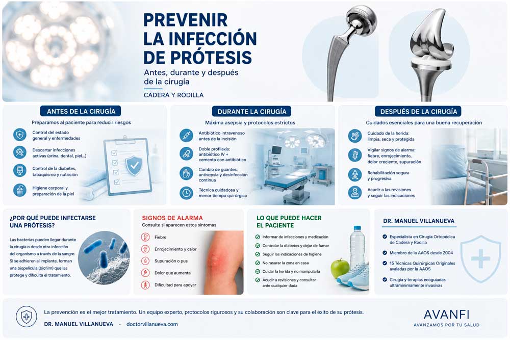 cómo prevenir la infección de prótesis de cadera y rodilla