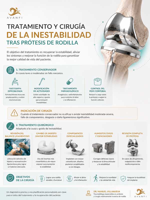 Tratamiento de la inestabilidad de prótesis de rodilla tras la cirugía de prótesis de rodilla por el especialista en traumatología de rodilla, Dr. Villanueva