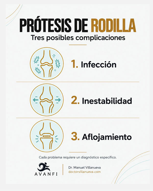 Complicaciones de la cirugía de prótesis de rodilla según el Dr. Manuel Villanueva, especialista en casos complejos de cirugía ortopédica de rodilla